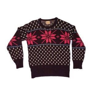 Vintage 1940s Kandahar Bert Charon‎ NY Ski Winter Holiday Sweater 100% Wool